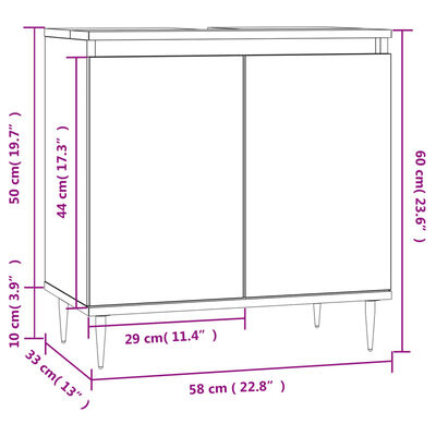 vidaXL Koupelnová skříňka kouřový dub 58 x 33 x 60 cm kompozitní dřevo