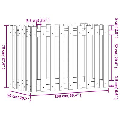 vidaXL Vyvýšený záhon plotový design 100x50x70cm impregnovaná borovice