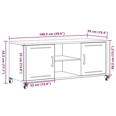 vidaXL TV skříňka olivově zelená 100,5 x 39 x 43,5 cm ocel