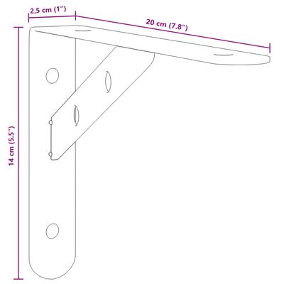 vidaXL Policové držáky 4 ks 20 x 2,5 x 14 cm stříbrné nerezová ocel