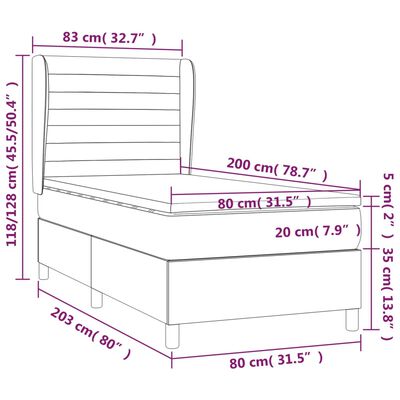 vidaXL Box spring postel s matrací tmavě modrá 80 x 200 cm samet