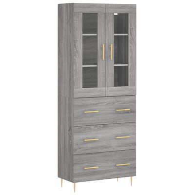 vidaXL Skříň highboard šedá sonoma 69,5 x 34 x 180 cm kompozitní dřevo