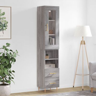 vidaXL Skříň highboard šedá sonoma 34,5 x 34 x 180 cm kompozitní dřevo