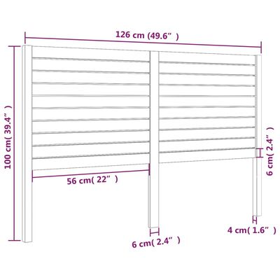 vidaXL Čelo postele medově hnědé 126 x 4 x 100 cm masivní borovice