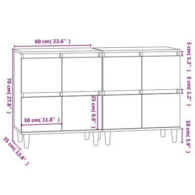 vidaXL Příborníky 2 ks dub sonoma 60 x 35 x 70 cm kompozitní dřevo