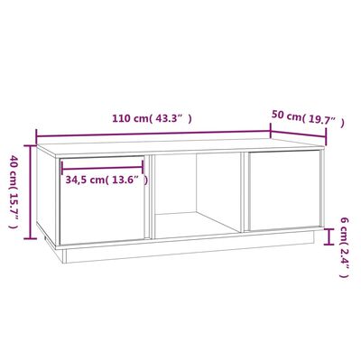 vidaXL Konferenční stolek bílý 110x50x40 cm masivní borové dřevo