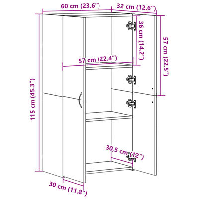 vidaXL Kartotéka dub sonoma 60 x 32 x 115 cm kompozitní dřevo