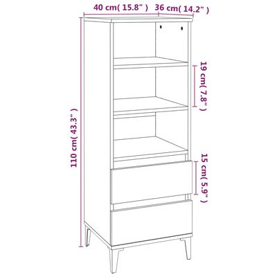 vidaXL Skříň highboard bílá 40 x 36 x 110 cm kompozitní dřevo