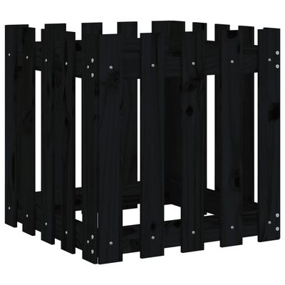 vidaXL Zahradní truhlík plotový design černý 50x50x50cm masiv borovice
