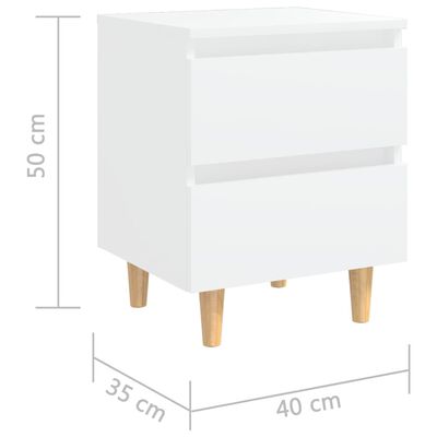 vidaXL Noční stolky s nohami z masivní borovice 2 ks bílé 40x35x50 cm