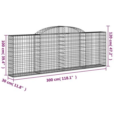 vidaXL Klenuté gabionové koše 13ks 300x30x100/120cm pozinkované železo