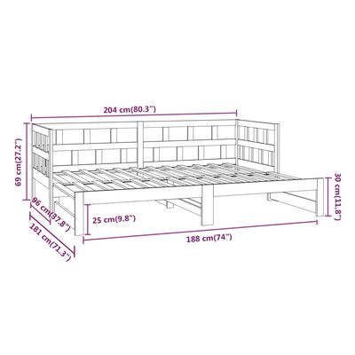 vidaXL Výsuvná postel šedá masivní borovice 2x (90 x 200) cm