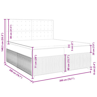 vidaXL Box spring postel s matrací světle šedá 200 x 200 cm textil