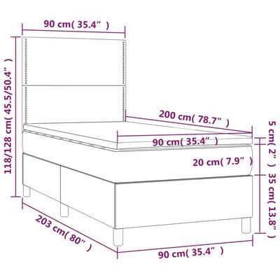 vidaXL Box spring postel s matrací černá 90x200 cm textil