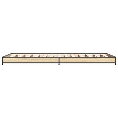 vidaXL Rám postele dub sonoma 90 x 190 cm kompozitní dřevo a kov