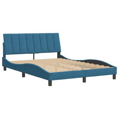 vidaXL Rám postele s čelem modrý 140 x 200 cm samet