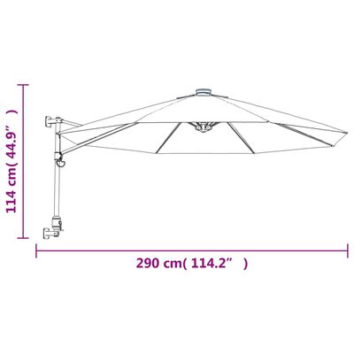 vidaXL Nástěnný slunečník žlutý 290 cm