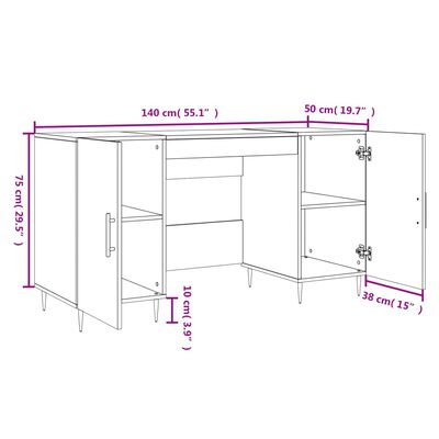 vidaXL Psací stůl černý 140 x 50 x 75 cm kompozitní dřevo