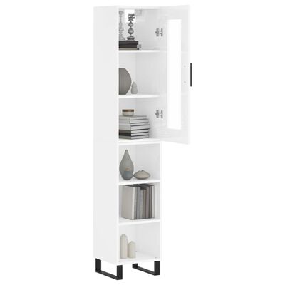 vidaXL Skříň highboard bílá s vysokým leskem 34,5x34x180 cm kompozit