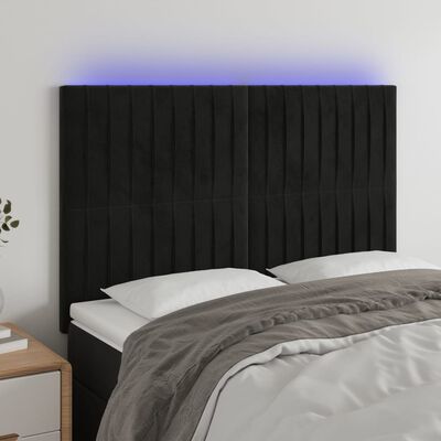 vidaXL Čelo postele s LED černé 144x5x118/128 cm samet