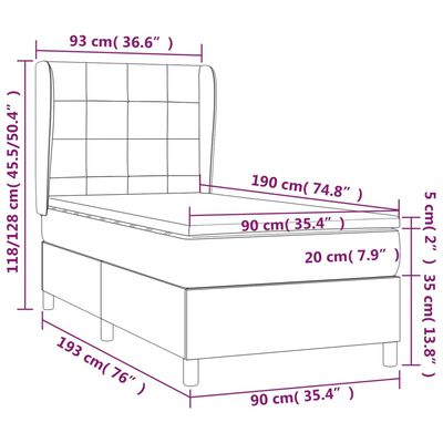 vidaXL Box spring postel s matrací tmavě modrá 90x190 cm samet