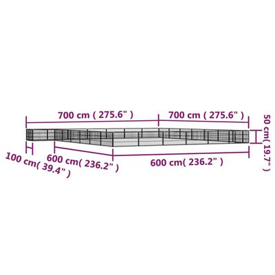 vidaXL 28panelová ohrádka pro psy černá 100 x 50 cm práškovaná ocel