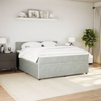 vidaXL Box spring postel s matrací světle šedá 180x200 cm samet