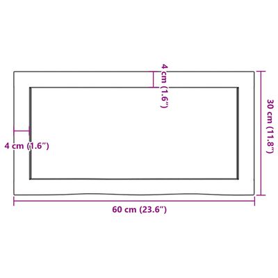 vidaXL Koupelnová deska tmavě hnědá 60x30x(2-6) cm ošetřený masiv