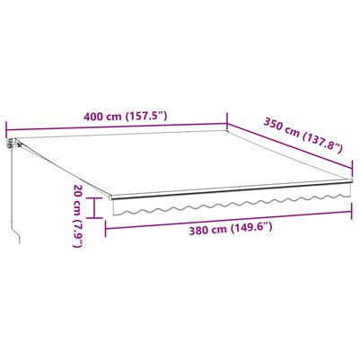 vidaXL Ručně zatahovací markýza antracitová a bílá 400 x 350 cm