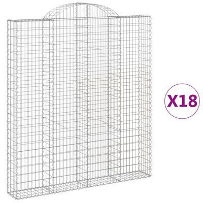 vidaXL Klenuté gabionové koše 18ks 200x30x220/240cm pozinkované železo