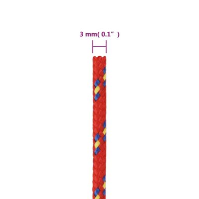 vidaXL Lodní lano červené 3 mm 250 m polypropylen