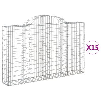 vidaXL Klenuté gabionové koše 15ks 200x30x120/140cm pozinkované železo