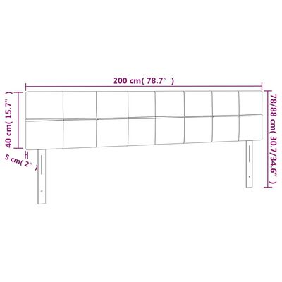 vidaXL Čelo postele s LED černé 200x5x78/88 cm samet