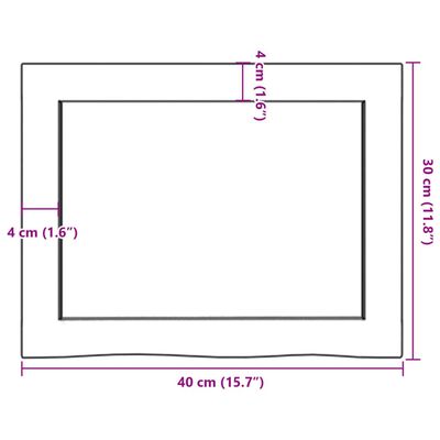 vidaXL Koupelnová deska tmavě hnědá 40x30x(2-4) cm ošetřený masiv