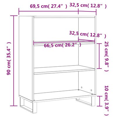 vidaXL Policová skříňka bílá 69,5 x 32,5 x 90 cm kompozitní dřevo