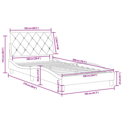 vidaXL Rám postele bez matrace tmavě šedá 100 x 200 cm samet