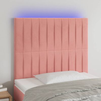 vidaXL Čelo postele s LED růžové 100x5x118/128 cm samet