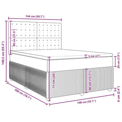 vidaXL Box spring postel s matrací světle šedá 140 x 200 cm textil