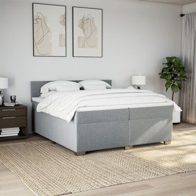 vidaXL Box spring postel s matrací světle šedá 200 x 200 cm textil