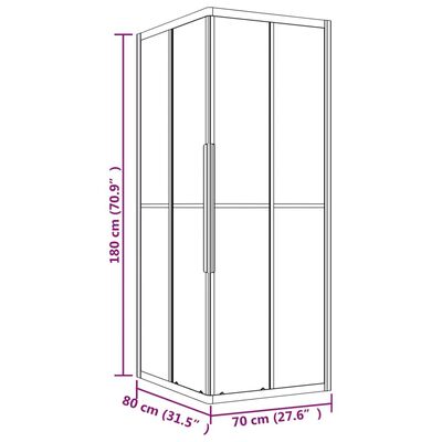 vidaXL Sprchový kout mléčné ESG 80 x 70 x 180 cm černý