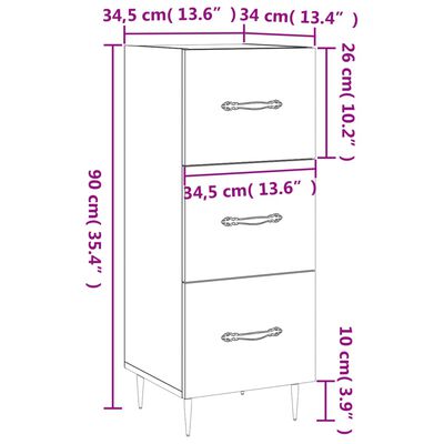 vidaXL Příborník kouřový dub 34,5 x 34 x 90 cm kompozitní dřevo