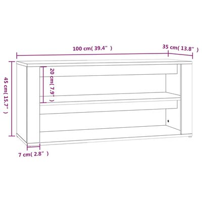 vidaXL Botník hnědý dub 100 x 35 x 45 cm kompozitní dřevo