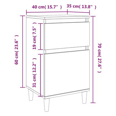 vidaXL Noční stolky 2 ks kouřový dub 40 x 35 x 70 cm