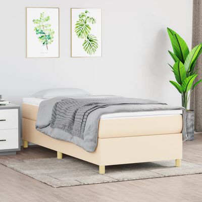 vidaXL Box spring postel s matrací krémová 90x200 cm textil