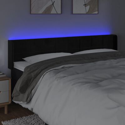 vidaXL Čelo postele s LED černé 183 x 16 x 78/88 cm samet