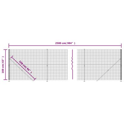 vidaXL Drátěný plot s přírubami antracitový 1,6 x 25 m