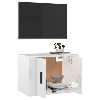 vidaXL Nástěnná TV skříňka bílá s vysokým leskem 57 x 34,5 x 40 cm