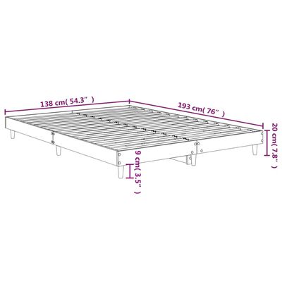 vidaXL Rám postele dub sonoma 135 x 190 cm kompozitní dřevo