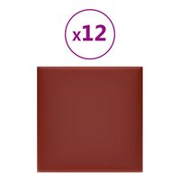 vidaXL Nástěnné panely 12 ks vínové 30 x 30 cm umělá kůže 1,08 m²