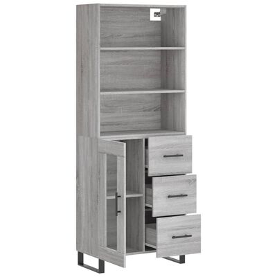 vidaXL Skříň highboard šedá sonoma 69,5 x 34 x 180 cm kompozitní dřevo